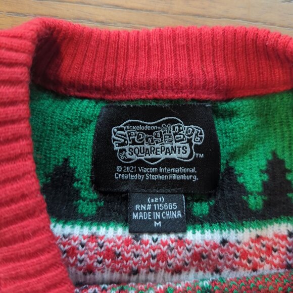 SpongeBob Squarepants Mens Ugly Christmas Sweater Sz M Christmas 2021 Holiday - Picture 7 of 15